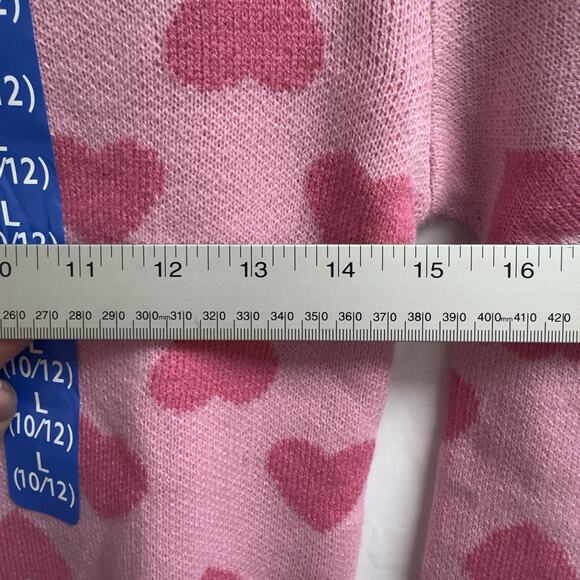 Zunie Girls Valentines Day Sweater Size Large (10/12) Pink Hearts - Picture 2 of 8